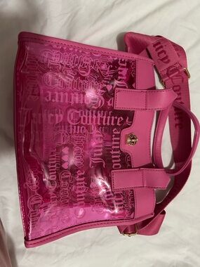 Juicy Couture Hot Pink Transparent Logo Tote with Strap